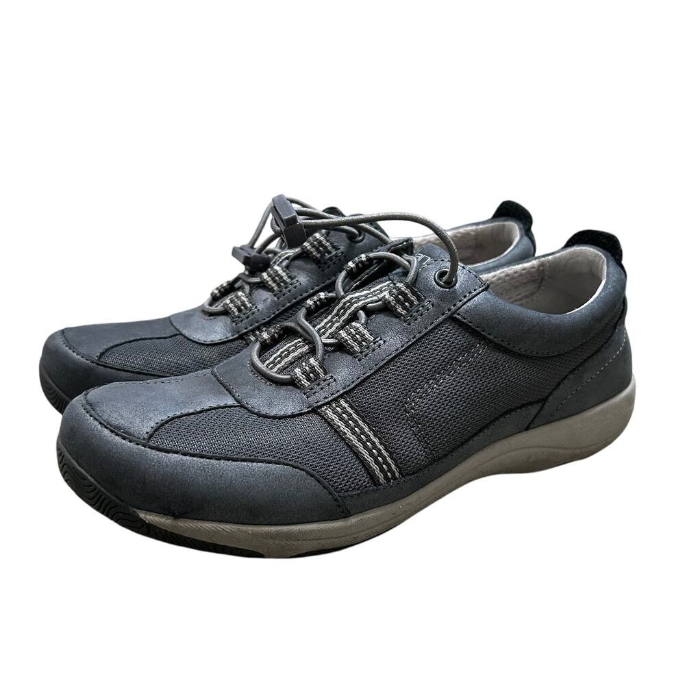 Dansko Helen Toggle Sneakers Womens Sz 38 (US 7.5-8) Gray Leather Casual Comfort